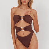 Matilda Cut-Out One Piece Swimsuit Chocolate Texture