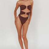 Matilda Cut-Out One Piece Swimsuit Chocolate Texture