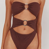 Matilda Cut-Out One Piece Swimsuit Chocolate Texture