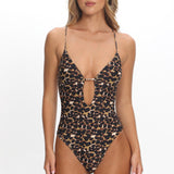 Ivara Tied Back One-Piece Swimsuit Leopard