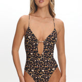 Ivara Tied Back One-Piece Swimsuit Leopard