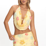 Kavera Embellished Mini Skirt Floral Sequin