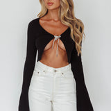 Teliah Diamante Bow Knit Top Black