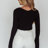 Teliah Diamante Bow Knit Top Black