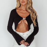 Teliah Diamante Bow Knit Top Black