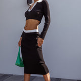 Brinley Ribbed Midi Skirt Black