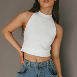 Mindi Sleeveless Ribbed Crop Top White