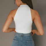 Mindi Sleeveless Ribbed Crop Top White