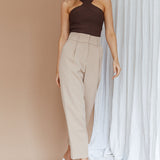Kansas Crossover Neck Knit Top Brown