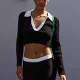 Brinley Long Sleeve Collared Top Black