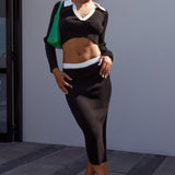 Brinley Long Sleeve Collared Top Black