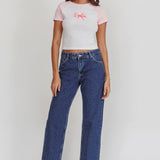Melting Hearts Bow Raglan Tee White/Pink