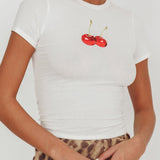 Lanna Cherry Print Baby Tee White