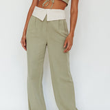 East Village Lace-Up Crop Top Sage