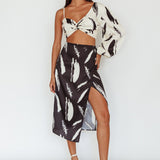 Amina Twist Bust Crop Top Printed Off White