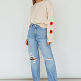 Lighthouse Flower Accent Sweater Cream