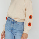 Lighthouse Flower Accent Sweater Cream