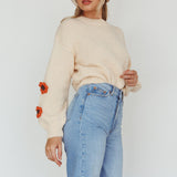 Lighthouse Flower Accent Sweater Cream