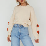 Lighthouse Flower Accent Sweater Cream