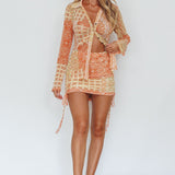 Milla Button Up Blouse Top Orange
