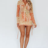 Milla Button Up Blouse Top Orange