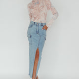 Madrid Long Sleeve Mesh Top Pink Multi