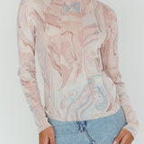 Madrid Long Sleeve Mesh Top Pink Multi