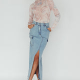Madrid Long Sleeve Mesh Top Pink Multi