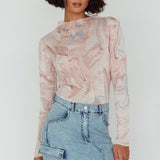 Madrid Long Sleeve Mesh Top Pink Multi