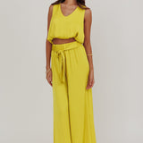 Mariposa Sleeveless Bubble Hem Top Chartreuse