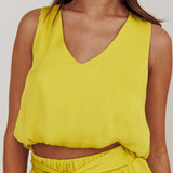 Mariposa Sleeveless Bubble Hem Top Chartreuse