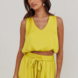 Mariposa Sleeveless Bubble Hem Top Chartreuse