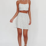 Miss Cupid Floral Mini Skirt Ivory/Blue