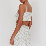 Miss Cupid Floral Mini Skirt Ivory/Blue