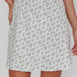 Miss Cupid Floral Mini Skirt Ivory/Blue