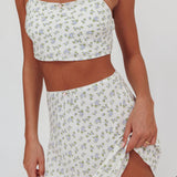 Miss Cupid Floral Mini Skirt Ivory/Blue