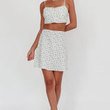 Miss Cupid Cami Crop Top Floral Ivory/Blue