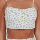 Miss Cupid Cami Crop Top Floral Ivory/Blue