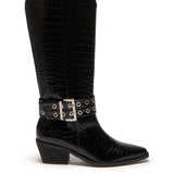 THERAPY Maiden Cowboy Boot Black Patent Croc