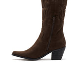 THERAPY Clayton Cowboy Boot Chocolate Faux Suede