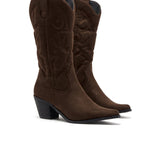 THERAPY Clayton Cowboy Boot Chocolate Faux Suede