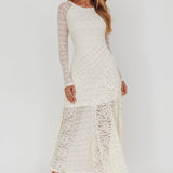 Tarly Long Sleeve Lace Maxi Dress Cream
