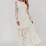 Tarly Long Sleeve Lace Maxi Dress Cream