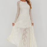 Tarly Long Sleeve Lace Maxi Dress Cream