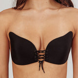 Vito Backless Lace-up Adhesive Bra Black