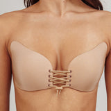 Vito Backless Lace-up Adhesive Bra Nude