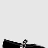 VERALi Banks Buckled Mary-Jane Flats Black Patent