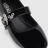 VERALi Banks Buckled Mary-Jane Flats Black Patent