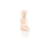 VERALi Ginny Block Heel Mules Chalk White