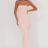 Just Friends Strapless Ruffle Maxi Dress Light Pink